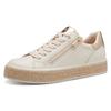 Plateausneaker MARCO TOZZI, Damen, Gr. 38, beige (creme kombiniert), Lederimitat, metallic, sportlich, Schuhe, Freizeitschuh, Halbschuh, Schnürschuh mit Außenreißverschluss
