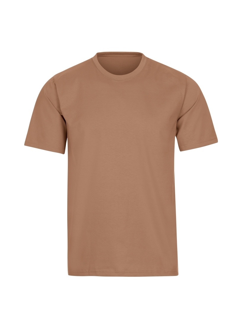 T-Shirt TRIGEMA "TRIGEMA T-Shirt DELUXE Baumwolle", Damen, Gr. M, braun (haselnuss), 100% Baumwolle, Basic, Shirts Image