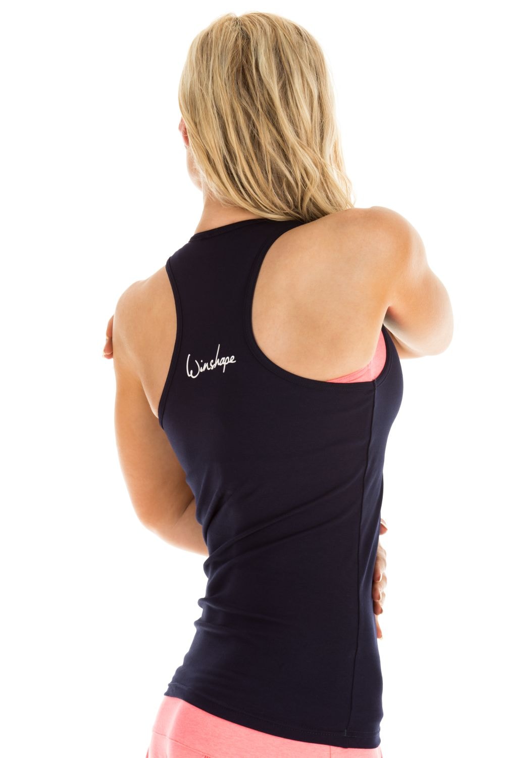 Tanktop WINSHAPE "Cotton Tanktop WVR24", Damen, Gr. S, blau (night blau), 90% Baumwolle, 10% Elasthan, Rundhals, Tops, mit Racerback Image
