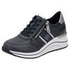 Keilsneaker REMONTE, Damen, Gr. 42, silber (nachtblau, silberfarben), Leder, Lederimitat, kontrastfarbene Details, sportlich, Schuhe Sneaker, Freizeitschuh, Halbschuh, Schnürschuh mit Metallic-Kontrastbesätzen
