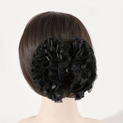 TEMU 1 Elegant Black Floral Hair Claw Clip - Large, Double-sided, Design With For Stylish & Vintage Look Image