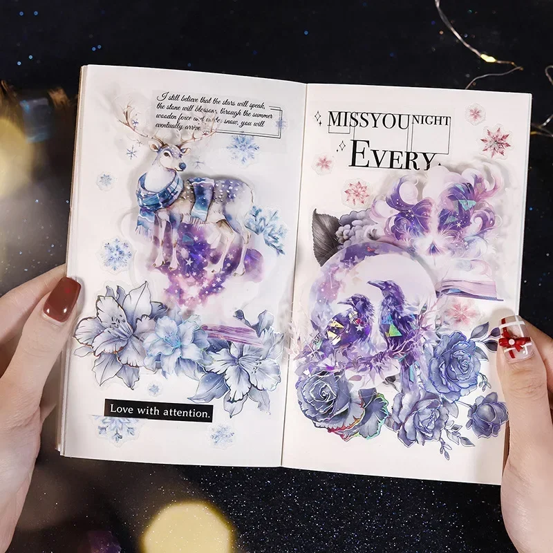 10 Stück Aufkleber, Verzauberungsauswahl, Packung, Hintergrund, Schreiben, Sammelalbum, Muschel, Licht, PET, Sterne, Verzauberung, Nachthimmel, 150 x 91 mm Image