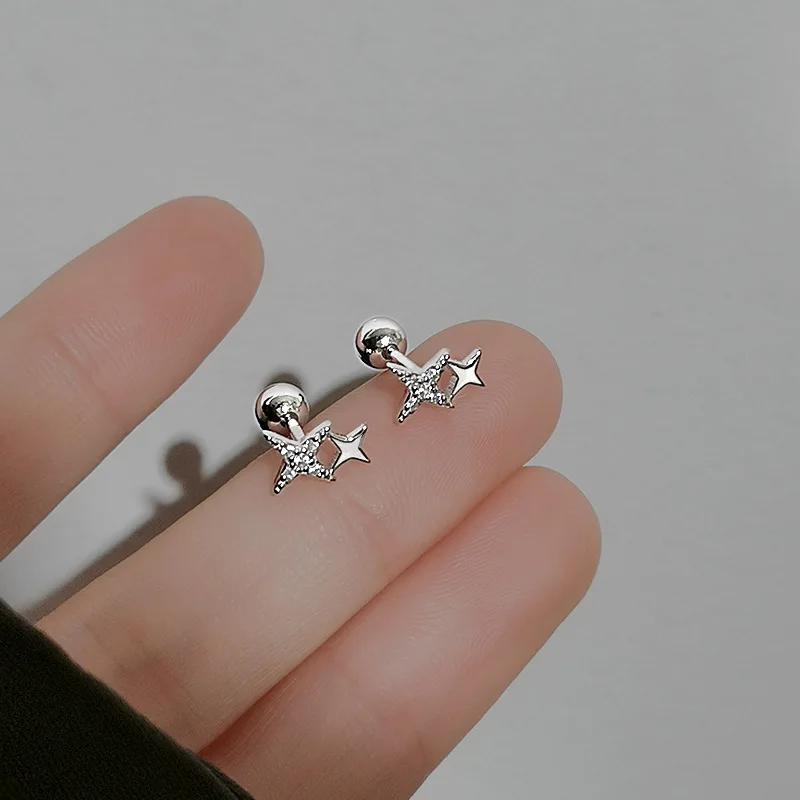Koreanische Mode Kreuz Stern Piercing Helix Ohrstecker für Frauen Hypoallergen Täglich Tragen Ohr Piercing Schmuck Geschenke Image