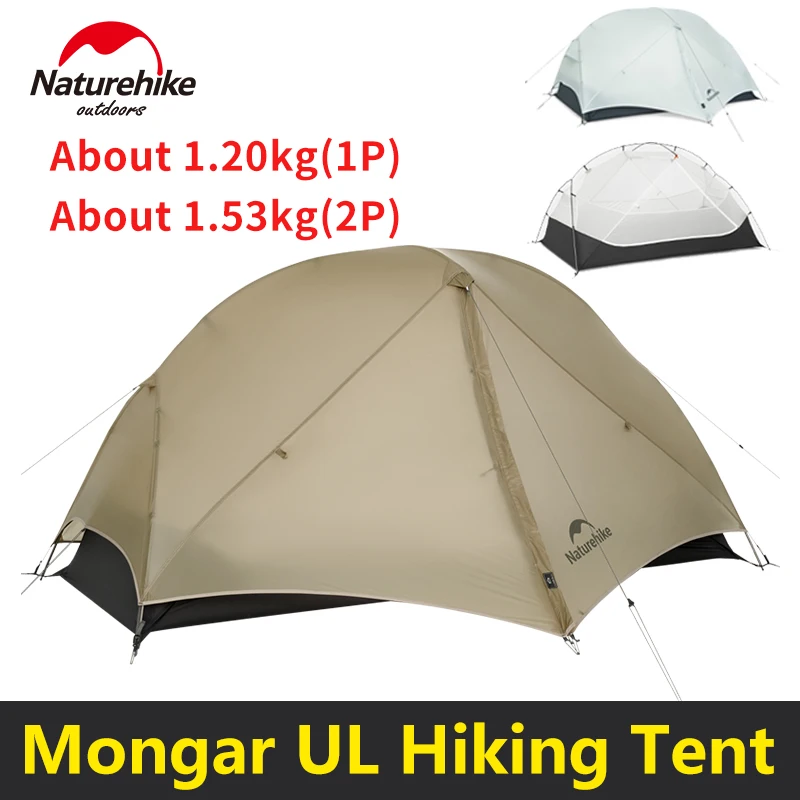 Naturehike Mongar UL Wanderzelt für 1, 2 Personen, 15D-Nylon, ultraleicht, wasserdicht, doppelschichtig, für Outdoor, Rucksackreisen, Reisen, Camping Image