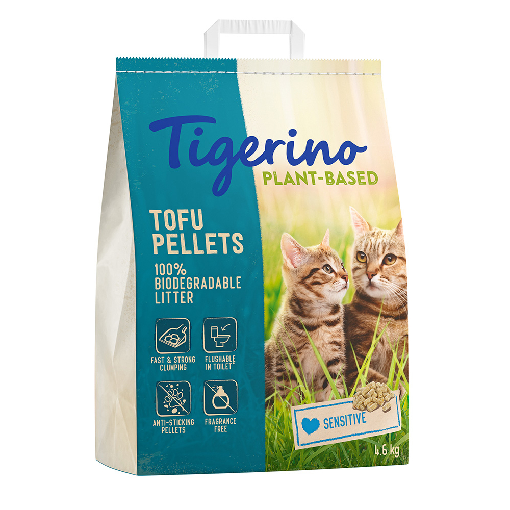 Lettiera Tigerino Plant-Based Tofu - Sensitive (senza profumo) - Set %: 3 x 11 L (13,8 kg)