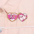 Danemark ge en alliage de dessin animé, broche en forme de coeur rose mignon, épingle à collier en