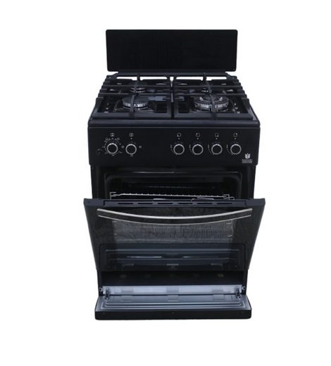 Gasline Gas Standherd SHGG6060KGGB 60cm schwarz Gasbackofen mit Thermostat, 4 flammig WOK Brenner, Grill und Umluft Erdgas LPG Image