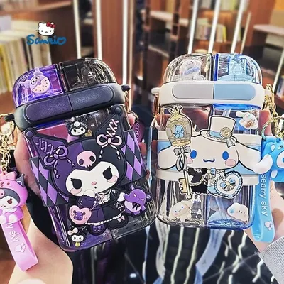 New 680ml Hellokitty Melody Kuromi Lotso Water Cup Student Tritan Double Drinking Kettle Portable