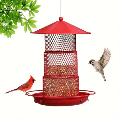 Heavy-Duty Metal Bird Feeder with Big Seed Capacity, Expandable, Squirrel-Proof - Outdoor Garden