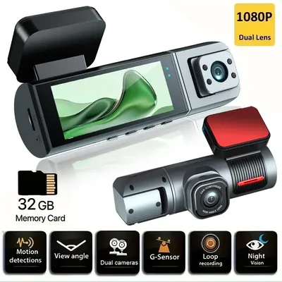 1080P Dual Camera, Dash Cam For Cars, Front And Inside, Car Camera With IR Night Vision, Loop