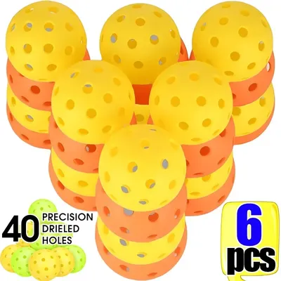 6/1pcs Outdoor Pickleball Balls 40 Holes Training Pickleball Accessories 74mm Standard Pickle Balls