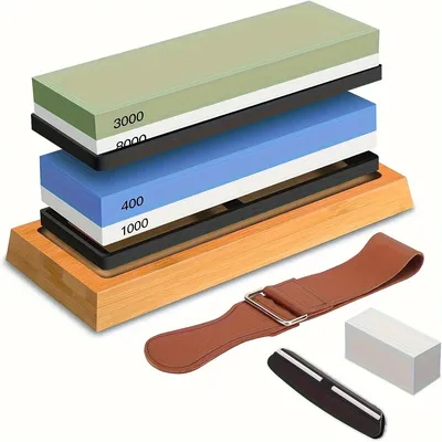 Sharpening Stone Set 4 Side Grit 400/1000 3000/8000, Premium Knife Sharpener, Knife Sharpening