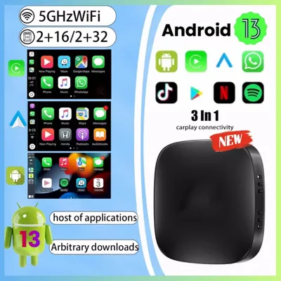 2+32G Ai Box Android 13 Wireless Android Auto & CarPlay Smart Tv Box Support Youtube Netflix Car