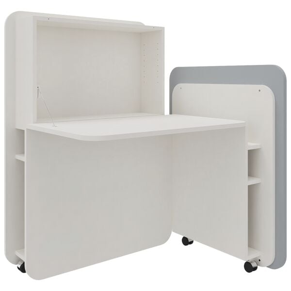 fm Büromöbel Sekretär »FLATup« rechts öffnend diamantweiß blau, 107x126x91 cm