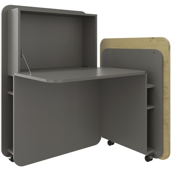 fm Büromöbel Sekretär »FLATup« rechts öffnend basaltfarben braun, 107x126x91 cm