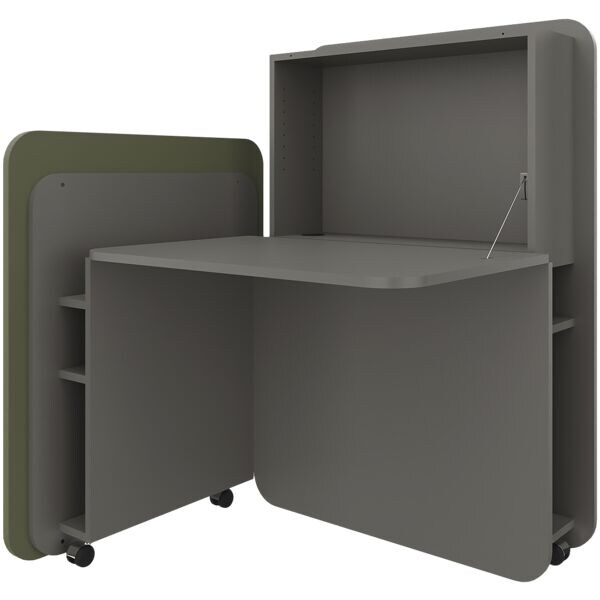 fm Büromöbel Sekretär »FLATup« links öffnend basaltfarben grün, 107x126x91 cm