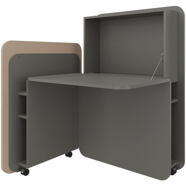 fm Büromöbel Sekretär »FLATup« links öffnend basaltfarben beige, 107x126x91 cm