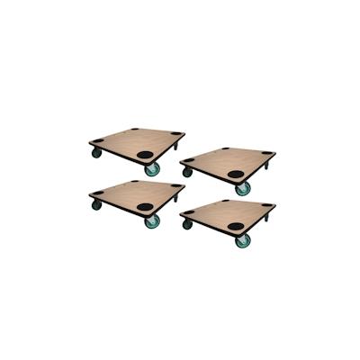 PROREGAL MegaDeal 4x Profi Transportroller mit 4 Rollen | HxBxT 11,5x50x50 cm | Traglast 150kg | Sperrholzplatte | Braun | Möbelroller Image