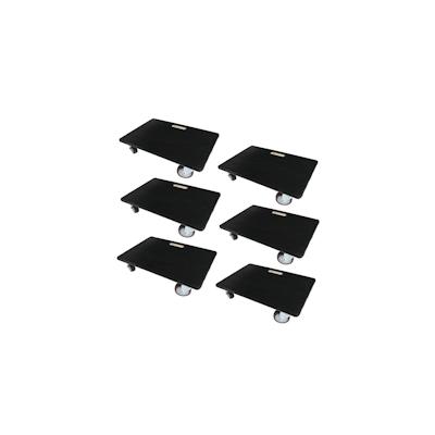 PROREGAL MegaDeal 6x Profi Transportroller mit 4 Rollen | HxBxT 15x40x60 cm | Traglast 500kg | Sperrholzplatte mit Gummibelag | Schwarz | Möbelroller Image