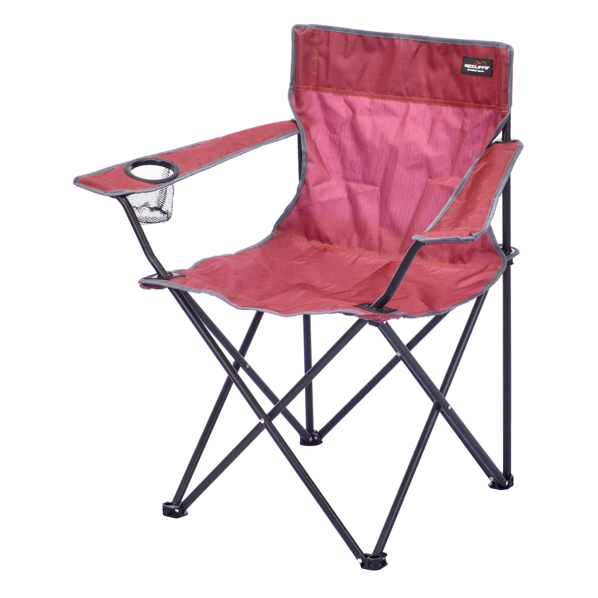Anglersessel Campingsessel Campingstuhl Getränkehalter + Tasche Rot Image