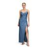 Abendkleid VERA MONT "Vera Mont Damen Abendkleid figurbetont", Damen, Gr. 40, Normalgrößen, blau (hushed blau), Jersey, Obermaterial: 82% Polyamid, 18% Elasthan. Futter: 100% Polyester., elegant, figurbetont lang, V-Ausschnitt, ohne Ärmel, Kleider,...