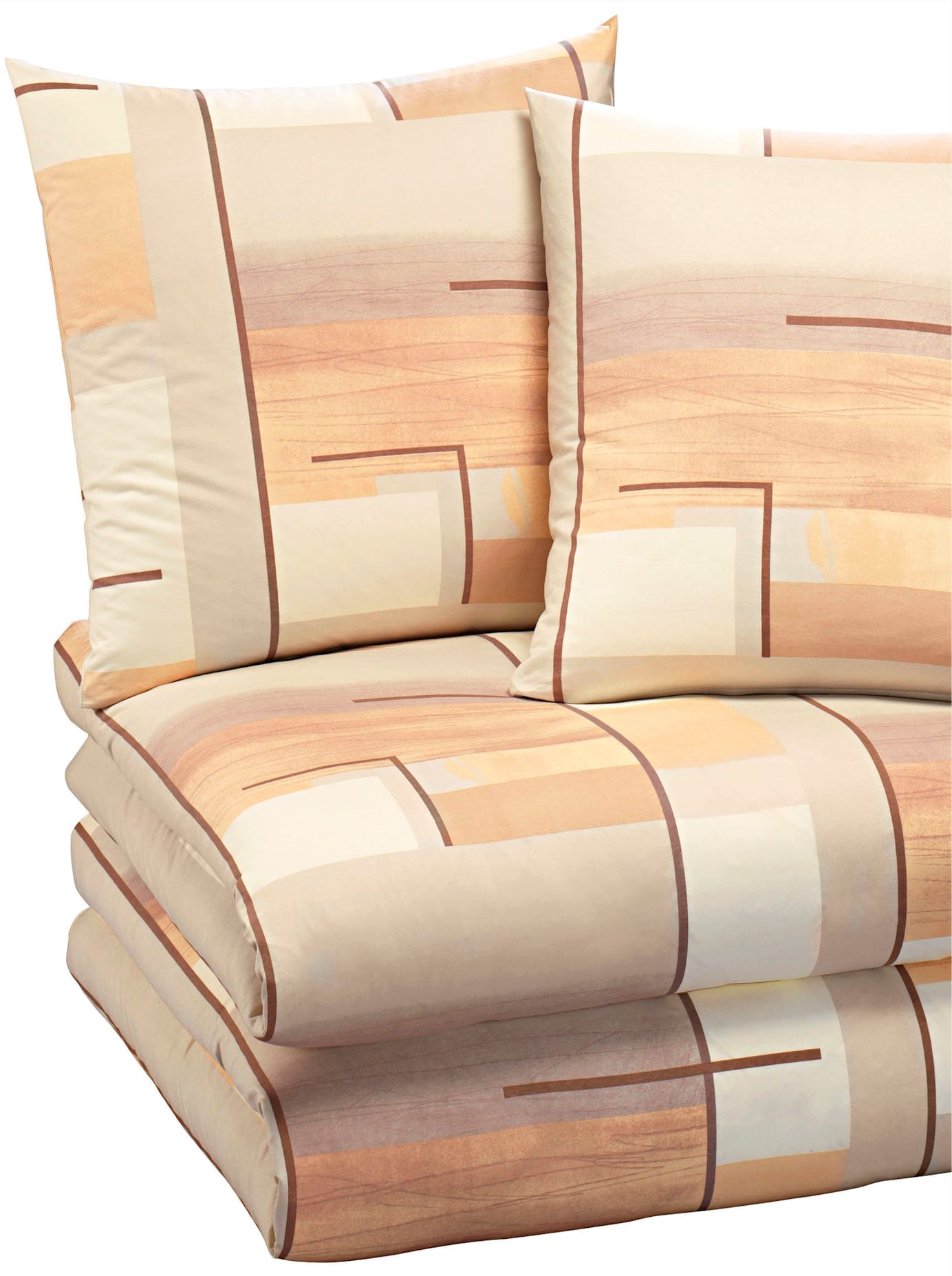 Bettwäsche BIBERNA Gr. 2, beige, B/L: 155cm x 200cm, Mako-Jersey, B/L: 80cm x 80cm, 2 Stk., Mako-Jersey, 100% Baumwolle, Bettwäsche Image