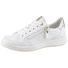 Sneaker ARA "ROMA", Damen, Gr. 7 (40,5), weiß (weiß, platinfarben), Glattleder, kontrastfarbene Details, metallic, sportlich, Schuhe Sneaker, Freizeitschuh, Komfortschuh in Bequemweite H (= sehr weit), Topseller