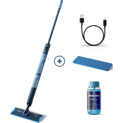 PHILIPS Akku-Wischmopp "OneUp elektrischer Wischer 5000 Series XV5113/01", blau, B:35cm H:142,4cm T:12cm, Akkusauger, 70 min Akku-Laufzeit, inkl. 1 Pad und 40 ml Reiniger, Topseller Image