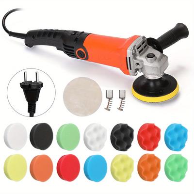 TEMU Adjustable Electric Polisher Waxing Machine With Interchangeable Pads For Automobile & Furniture Polishing, 6-speed Settings, Ergonomic Handle, 36v Power, Includes Sponge Pad & Accessories Image