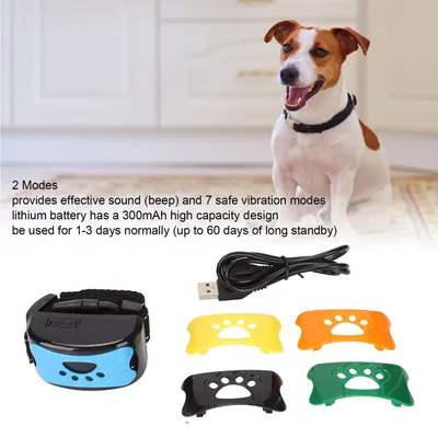 Dog Bark Collar 2 Modes Rechargeable Waterproof Auto Lock Humanized Adjustable Dog Bark Stopper Collar for Dogs Bark Stop Collar