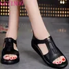 GKTINOO frauen Sandalen Plus Größe 34-42 Sommer Echtem Leder Damen Schuh Sandalen Frauen Plattform