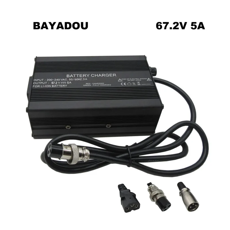 60V 67,2V 5A Li-Ion Schnellladegerät GX16 16S 60 Volt Lithium 20AH 30AH 40AH 50AH Batterie Smart Ladegeräte 3PIN IEC XLRM Image