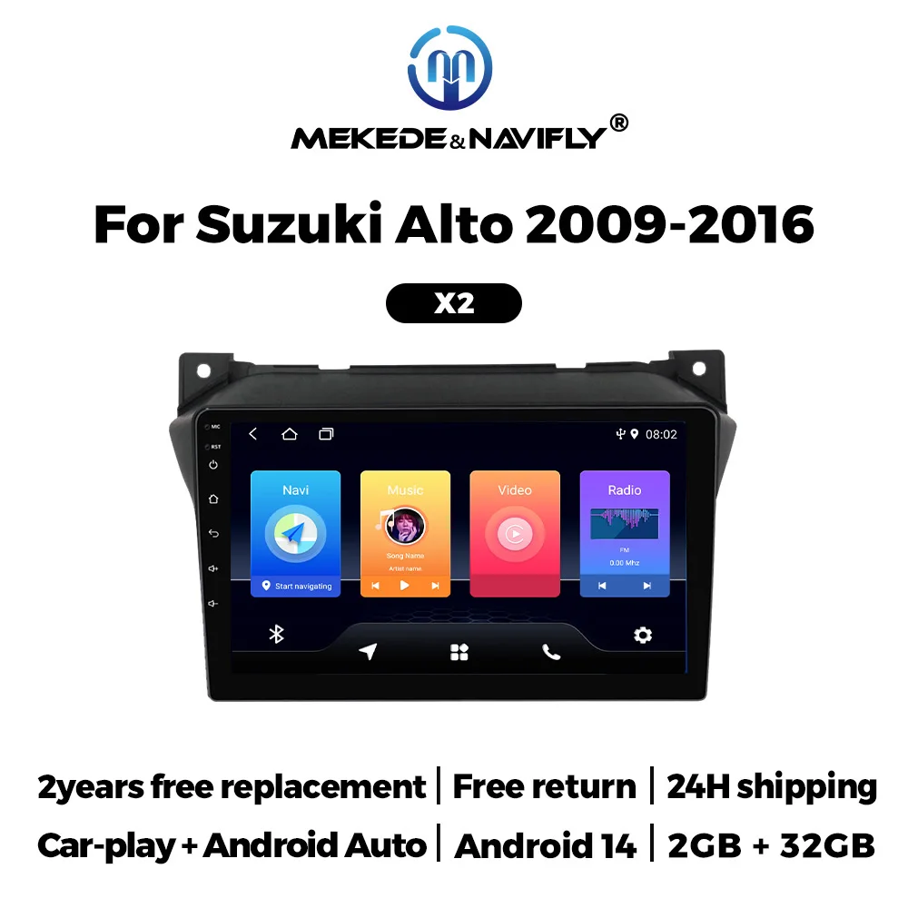 MEKEDE Carplay Stereo für Suzuki Alto 2009 2010 2011 2012 2013 2014-2016 GPS Android 14 Autoradio 2 Din Audio IPS Split Bildschirm Image