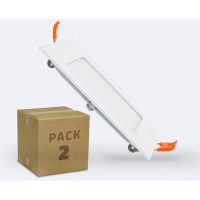 Efectoled - led Einbaustrahler flach 6W Eckig SuperSlim Ausschnitt 105x105 mm Pack mit 2 Einheiten Image