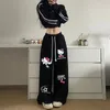 Sanrio Hello Kitty American Style Bedruckte Graffiti-Freizeithose, weites Bein, Kordelzughose, Hip-Hop, lockere Jogginghose mit geradem Bein
