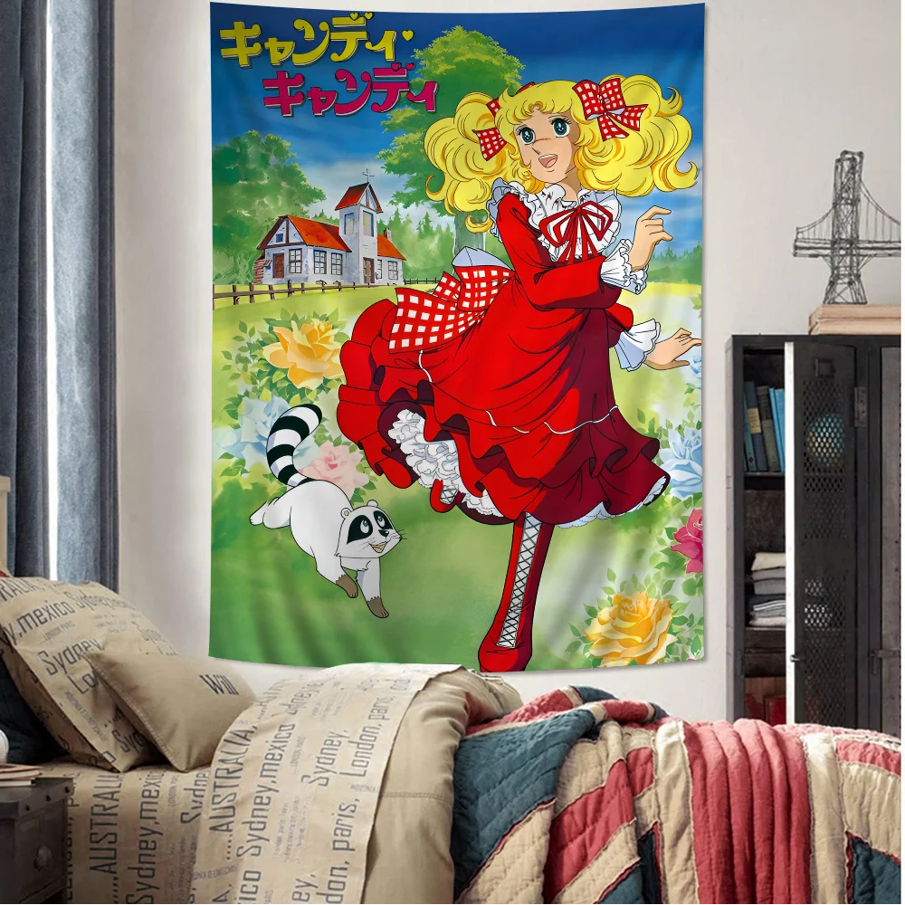 Anime Manga Candy Anime Wandteppich Hippie Blumen Wandteppiche Wohnheim Dekor Günstige Hippie Wandbehang Image