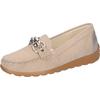 Mokassin WALDLÄUFER "H-LUCY", Damen, Gr. 5,5 (38,5), beige, Nubukleder, Glattleder, sportlich, Schuhe, Slipper, Komfortschuh, Freizeitschuh in Komfortweite H = sehr weit