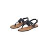 Riemchensandale TOMMY HILFIGER "LEATHER THONG SANDAL", Damen, Gr. 39, schwarz, Leder, modisch, Schuhe, Sandalette, Sommerschuh, Flats mit Zehensteg