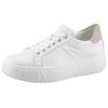 Plateausneaker ARA "MONACO", Damen, Gr. 5,5 (38,5), weiß (weiß, beige), Glattleder, Veloursleder, kontrastfarbene Details, sportlich, Schuhe, Freizeitschuh, Halbschuh, Schnürschuh, mit Wechselfußbett, H-Weite