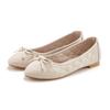 Ballerina LASCANA "Slipper, Schlüpfschuh", Damen, Gr. 42, beige, Obermaterial: 100% Lederimitat. Futter: 100% Textilmaterial. Decksohle: 100% Textilmaterial. Laufsohle: 100% Synthetik, unifarben, feminin, Schuhe, mit Schleifenapplikation VEGAN