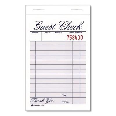 Adams Business Forms One-Part Guest Check Pad, One-Part (No Copies), 3.35 x 4.94, 100 Forms/Pad, 12 Pads/Pack (ABF210012) Pack of 12 Adams® Guest Chec