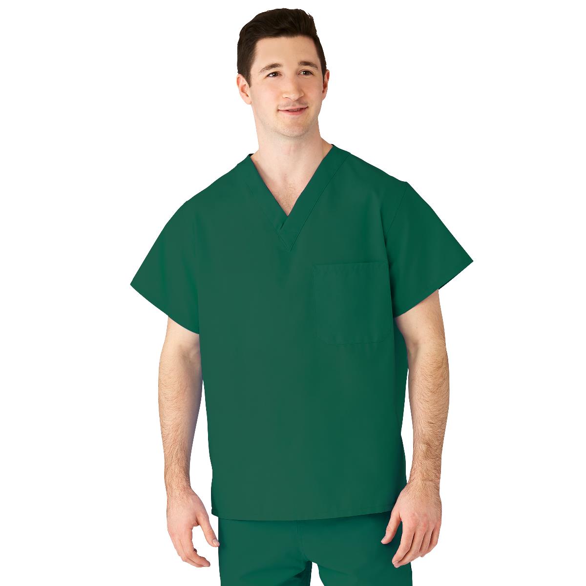 AngelStat Unisex Reversible V-Neck Scrub Top with 2 Pockets, Emerald, Size L, Angelica Color Code, 1 EA (610NJTL-CA) Each Medline