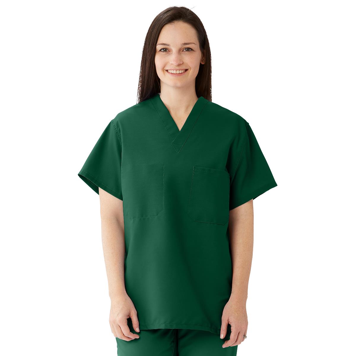 ComfortEase Unisex Reversible Scrub Top with 2 Pockets, Evergreen, Size L, Color Code, 1 EA (910JEGL-CM) Each Medline
