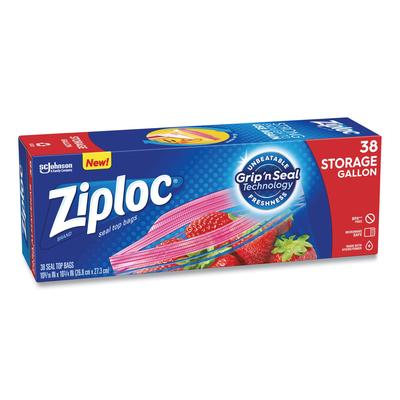 Ziploc Double Zipper Storage Bags, Triple System Seal, Gallon, 10.56" x 10.75", Clear, 38/Box (SJN383233BX) Box of 38 Ziploc® Ziploc and Plastic Bags
