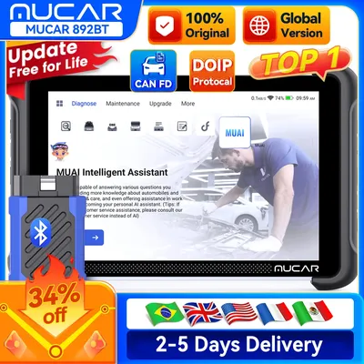 Global Version MUCAR 892BT obd2 Diagnostic Tool OBD2 Scanner All System CAN FD/DOIP 34 Reset ECU Coding Lifetime Free Update