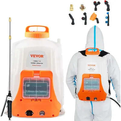 Battery Powered Backpack Sprayer,0-90 PSI Adjustable Pressure,4 Gallon Tank,Back Pack Sprayer with 8