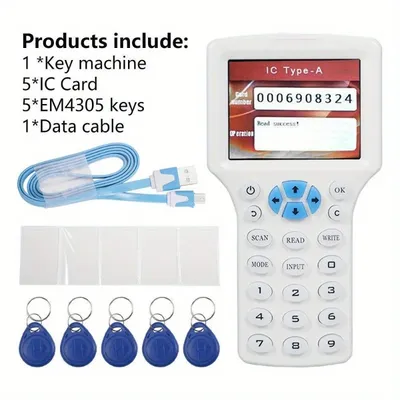 10 Frequency NFC Smart Card Reader Writer RFID Copier Duplicator 125KHz