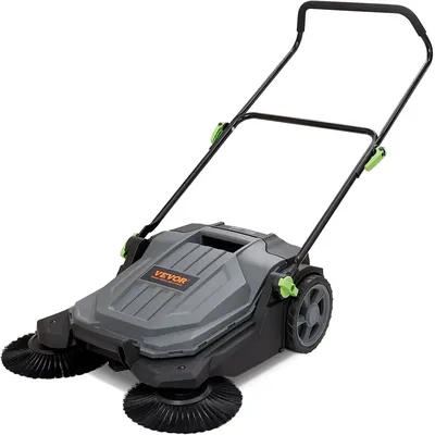 25.6" Sweeping Width Floor Sweeper Manual Non-Electric 5-Gallon Waste Container,Angle & Height