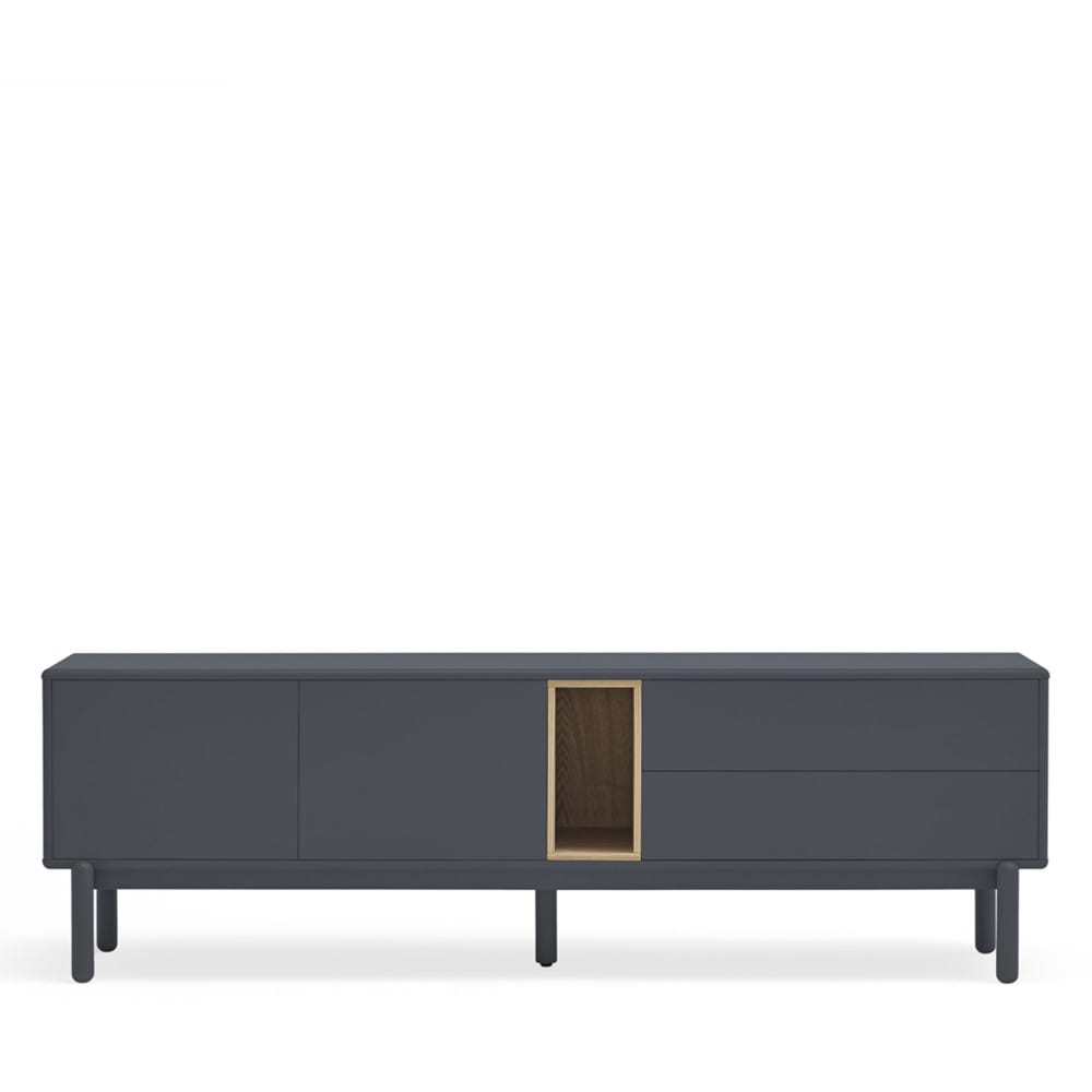 Meuble tv 2 portes 2 tiroirs en bois L180cm - Gris anthracite