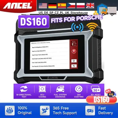 ANCEL DS160 Bidirectional Scan Tool fits for Porsche, Full System OBD2 Scanner with 30+ Resets, ABS